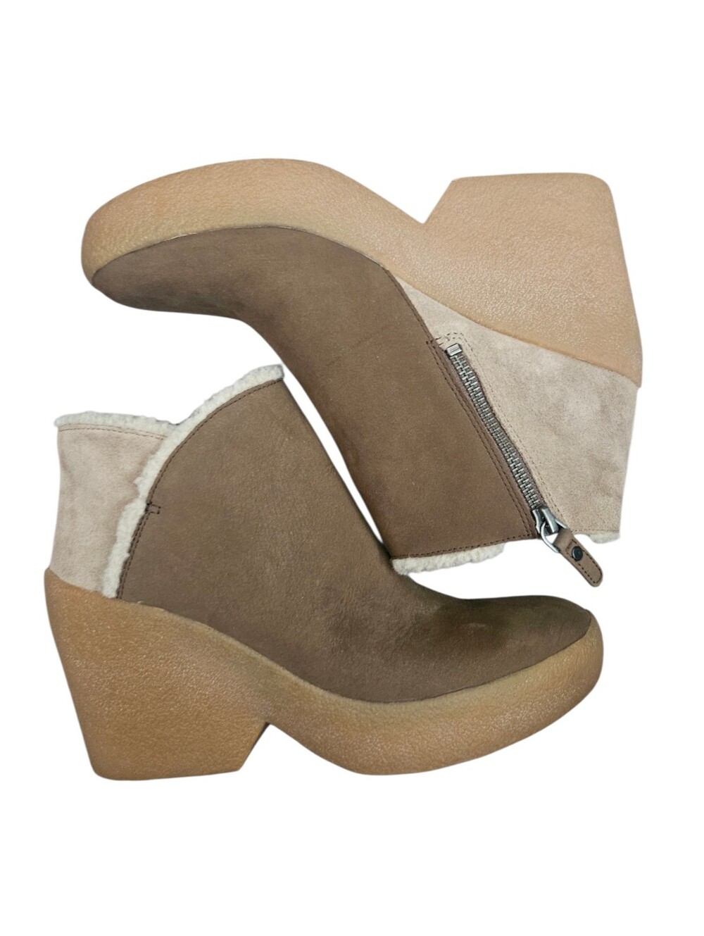 Clarks x Christopher Raeburn Brown Suede Ankle Wedge Platform Boots Sz 7.5